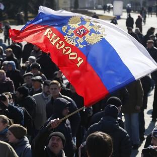 HeraldScotland: People gather for a pro-Russian rally at a central square in Donetsk, eastern Ukraine (AP)