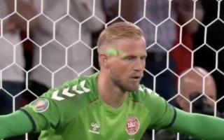UEFA is investigating an incident in which a laser pointer was directed at Denmark goalkeeper Kasper Schmeichel