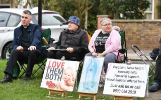 A pro-life choice vigil outside an abortion clinic