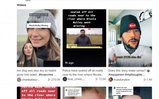 Just some of the TikTok accounts focusing on Nicola Bulley's case on a platform awash with true crime videos