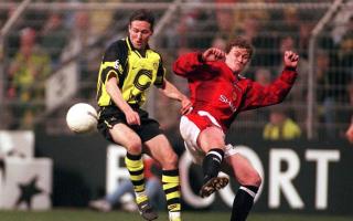 Paul Lambert in Champions League action for Dortmund against Manchester United