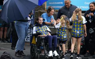 Rob Burrow and family were star guests at Leeds Rhinos’ annual MND Awareness Day (Martin Rickett/PA)