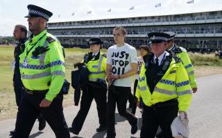 Four Just Stop Oil protesters were arrested after disrupting the Open at Royal Liverpool (Richard Sellers/PA)