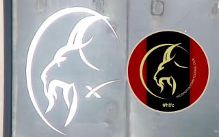 The new SpaceX logo (left) and Haddington Town AFC's club crest