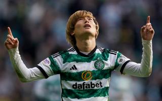 Celtic striker Kyogo Furuhashi after scoring against Dundee at Parkhead on Saturday