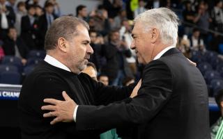 Ange Postecoglou, left, with Carlo Ancelotti at Parkhead last year before Celtic played Real Madrid in the Champions League