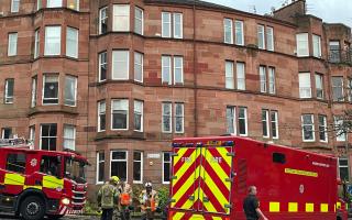 A hazmat vehicle at the scene in Glasgow's Shawlands