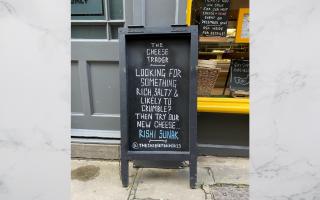 Bob Jamieson spotted this sign outside a cheese shop in York, which proves that the Tory leader’s chance of victory at the next General Election isn’t great… it’s grated.