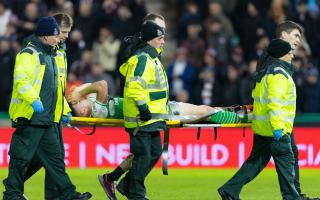 Josh Campbell was stretchered off against Hearts