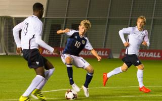 Billy Gilmour, centre, in actin for the Scotland Under-16 side in 2016