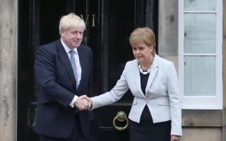 Then First Minister Nicola Sturgeon welcomes ex-Prime Minister Boris Johnson to Bute House