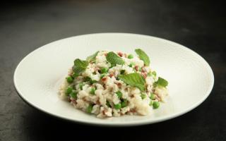 Pancetta and pea risotto