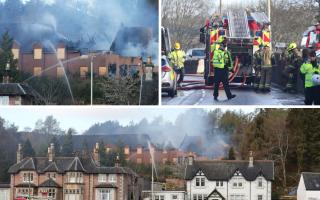 Fire fighters battle a blaze in Inverness at the Clachnaharry care Home(The home as been derelict for a number of years).....pic Peter Jolly.