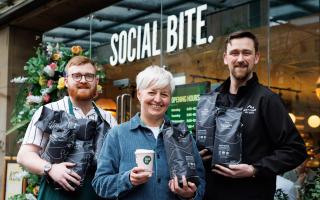Alastair Lindsay ( General Manager at Sauchiehall street Social Bite branch), Mel Swan (Commericial Manager at Social Bite), and Kevin McGeachan from Matthew Algie.