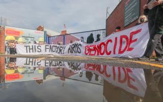 Activists blockade the BAE Systems factory in Govan, Glasgow