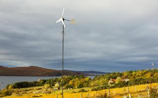 A wind turbine in Scoraig, where the entire community lives off-grid