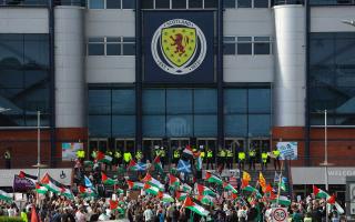 Campaigners staged a demonstration outside Hampden