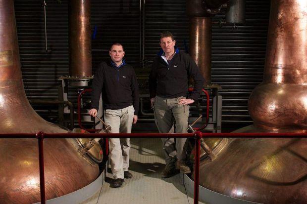 VAT DOES IT: Shane Fraser and Matt Beeson, assistant production manager at the new Wolfburn distillery in Thurso.