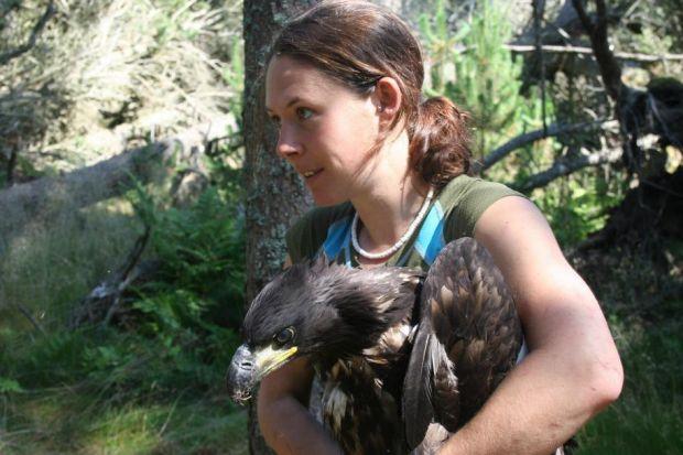 BORN TO BE WILD: RSPB Scotland officer Rhian Evans holds a white-tailed sea eagle, one of 85 released to the east coast between 2007 and 2013.