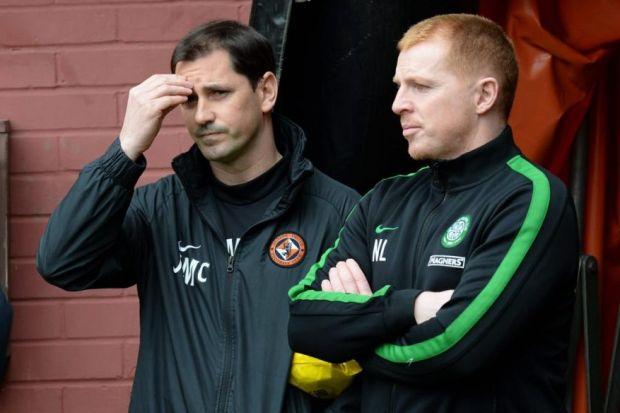 Jackie McNamara of Dundee United, left, is rated highly by Celtic manager Neil Lennon.