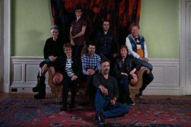 Denise Mina and the team of writers and illustrators behind IDP: 2043 gather in Edinburgh. Photograph: Stewart Attwood