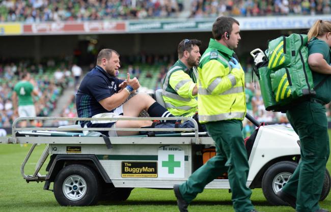 Ryan Grant was taken off against Ireland with an ankle injury. Picture: SNS