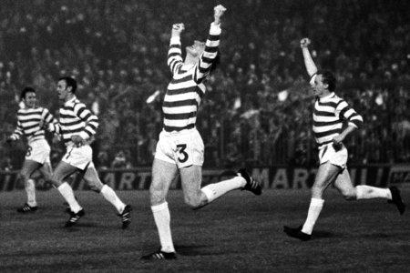 HeraldScotland: Celtic's Tommy Gemmell (centre) celebrates with his team-mates after scoring the opening goal during their 2-1 defeat against Feyenoord in the European Cup Final in 1970
