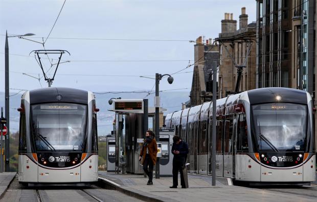 HeraldScotland: Trams in St Andrews Square, Edinburgh. Pictue: Gordon Terris