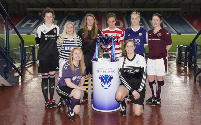 Player representatives from each club from both leagues are on hand to launch the Scottish Women's Premier League 1 & 2 at Hampden (L/R) Jade McDonald, Lauren Kelly, Taylor Brown, Gillian Inglis, Shannon Mulligan, Megan Paterson, Jo Murphy, Nicola Ross