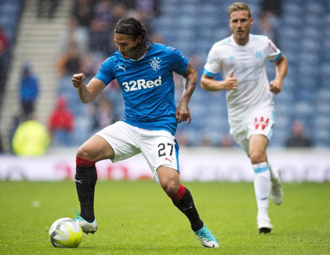 Carlos Pena in action for Rangers against Marseille