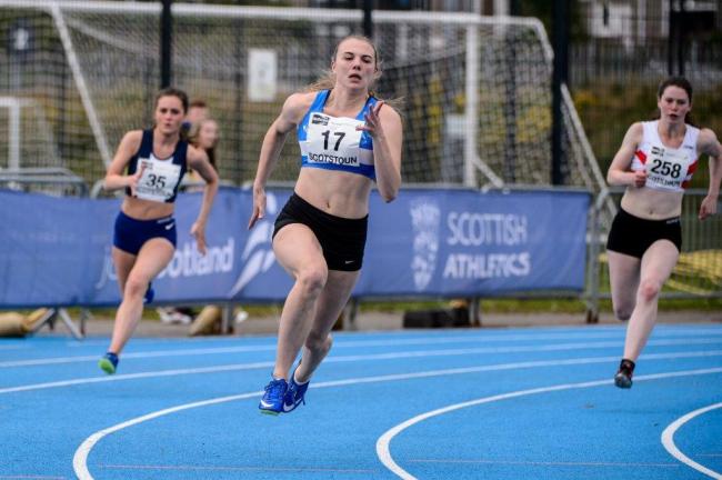 Alisha Rees on her way to Scottish U20 Championship Best 200m (23.66 seconds) at Scotstoun, August 20, 2017. Picture: Bobby Gavin
