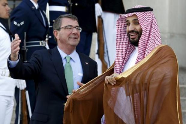 Mohammed bin Salman, Saudi Crown Prince with former US secretary of state for defence Ash Carter in 2015.