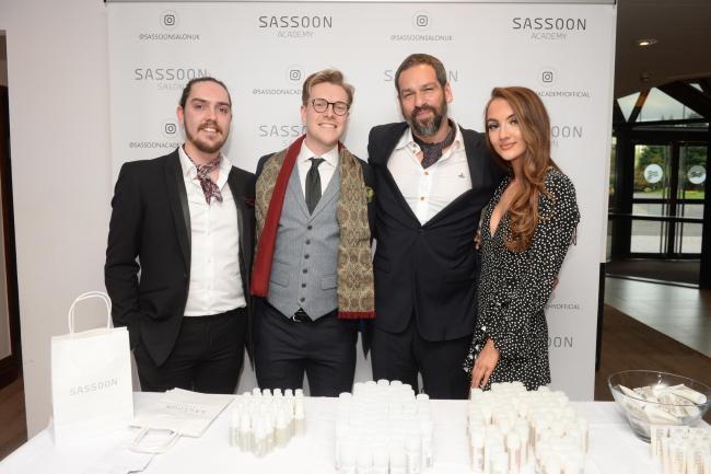 Sharz Din, second from right, of Vidal Sassoon, celebrates winning the Outstanding Contribution of the Year prize at the 2018 Look Awards. He is pictured with Martin Collins, left, Stephen Doran and Katy Craig. Picture: Kirsty Anderson / Herald & Times.