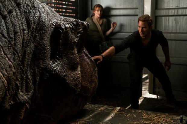 Undated film still handout from Jurassic World: Fallen Kingdom. Pictured: Bryce Dallas Howard as Claire Dearing and Chris Pratt as Owen Grady. See PA Feature SHOWBIZ Film Reviews. Picture credit should read: PA Photo/Universal Pictures/Giles Keyte. WARNIN