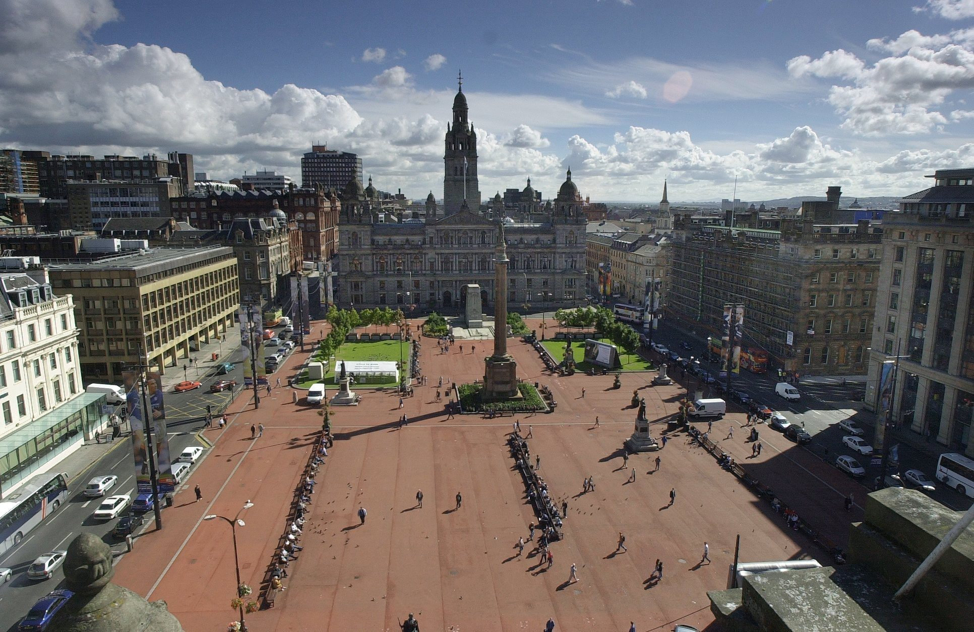 George Square dubbed Red Square due to the colour of the tarmac